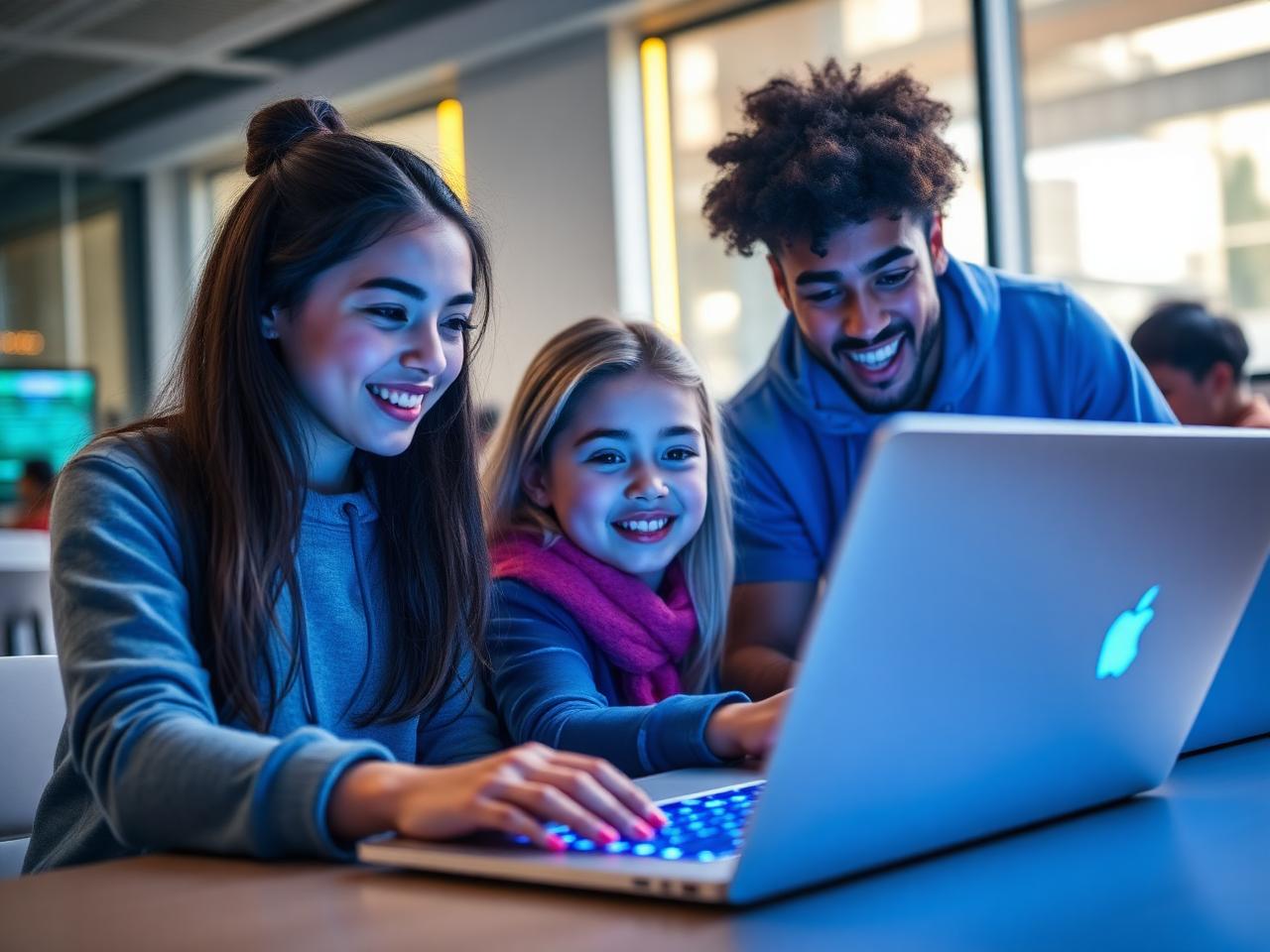 Students learning AI together