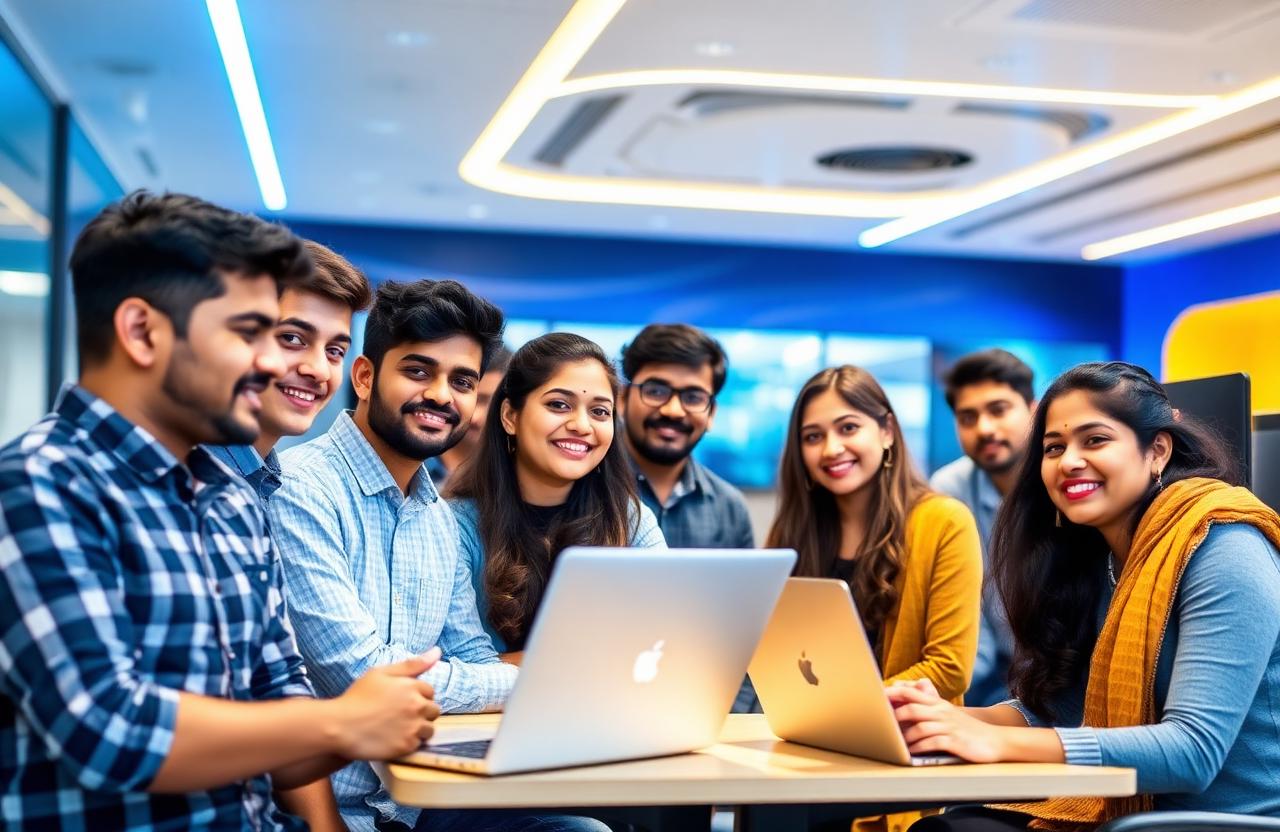 Students visiting an IT company